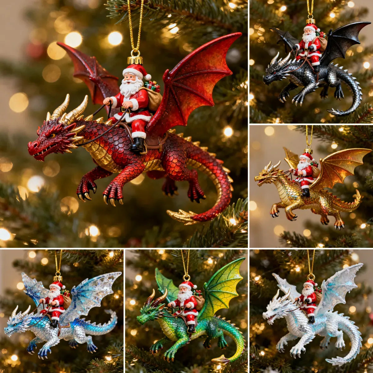 🎄 Santa's Dragon Riders Ornament Collection – A Magical Christmas Keepsake