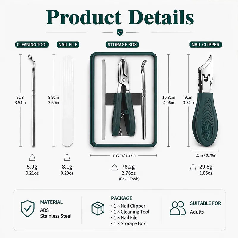 Buy 3 GET 2 FREE🎁Eagle Beak Angled Nail Clippers 3-Piece Set (With Nail Lifter & File) — Podiatrist-Grade Thick & Ingrown Toenail Trimmer 🦶✂️