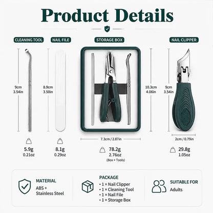 Buy 3 GET 2 FREE🎁Eagle Beak Angled Nail Clippers 3-Piece Set (With Nail Lifter & File) — Podiatrist-Grade Thick & Ingrown Toenail Trimmer 🦶✂️