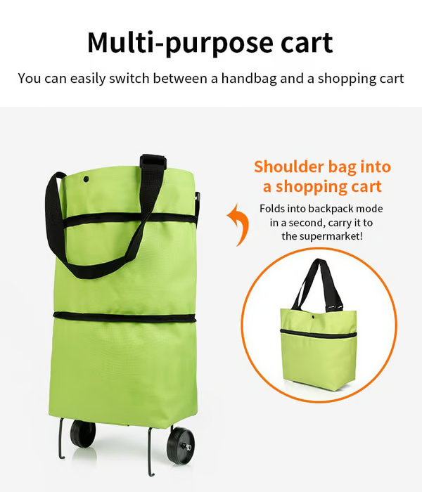 ⭐⭐MAVONIQUECOSH®🔥 2-in-1 Convertible Grocery Bag & Rolling Shopping Cart
