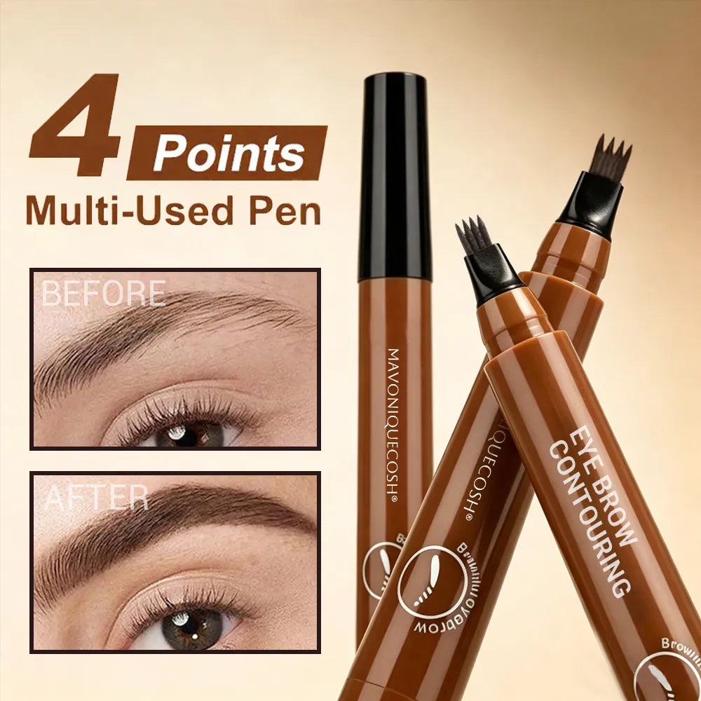 Mavoniquecosh®Instant Microblade-Effect Pen: 24H Waterproof 4-Tip Brows & Beard Filler