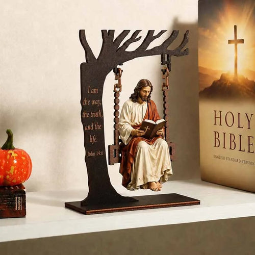 ✝️ Jesus Swing Ornament ✝️– John 14:6 Faith Table Decor | Christian Bible Verse Home Decoration-JG