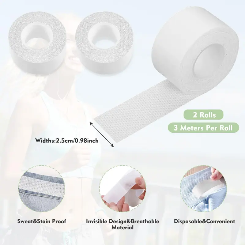 🔥Last Day 50% OFF🎁Invisible Sweat Tape & Collar Protector for Shirts & Hats (2 Rolls, Residue-Free)
