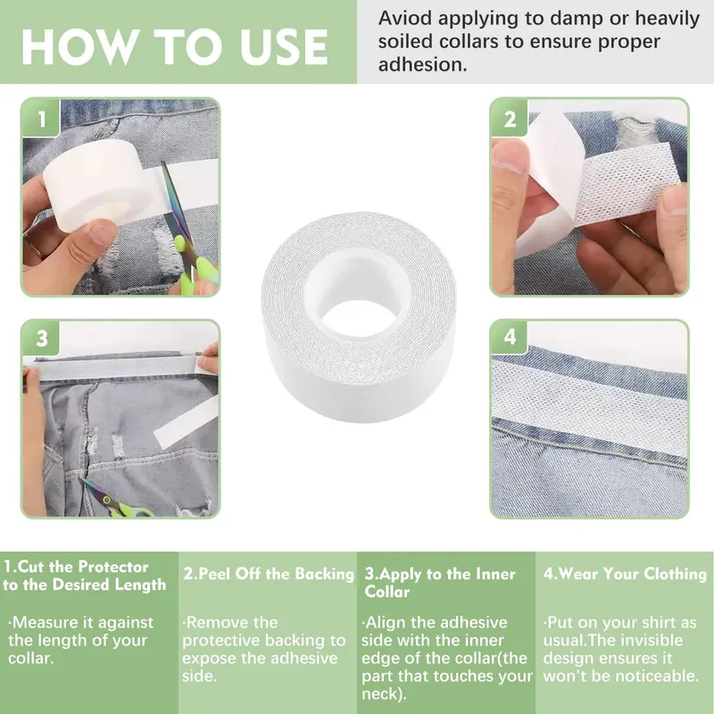 🔥Last Day 50% OFF🎁Invisible Sweat Tape & Collar Protector for Shirts & Hats (2 Rolls, Residue-Free)