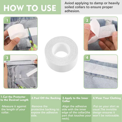 🔥Last Day 50% OFF🎁Invisible Sweat Tape & Collar Protector for Shirts & Hats (2 Rolls, Residue-Free)