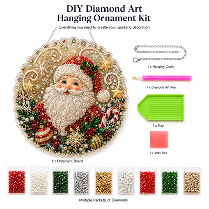 🎄 LAST DAY 49% OFF – ✨ Christmas Pearl Diamond Art Hanging Ornament Kit | Luxury Flocked Canvas with Scratch-Resistant Non-Fading Pearl Beads DIY Handmade Holiday Hanging Decor 🎅💎
