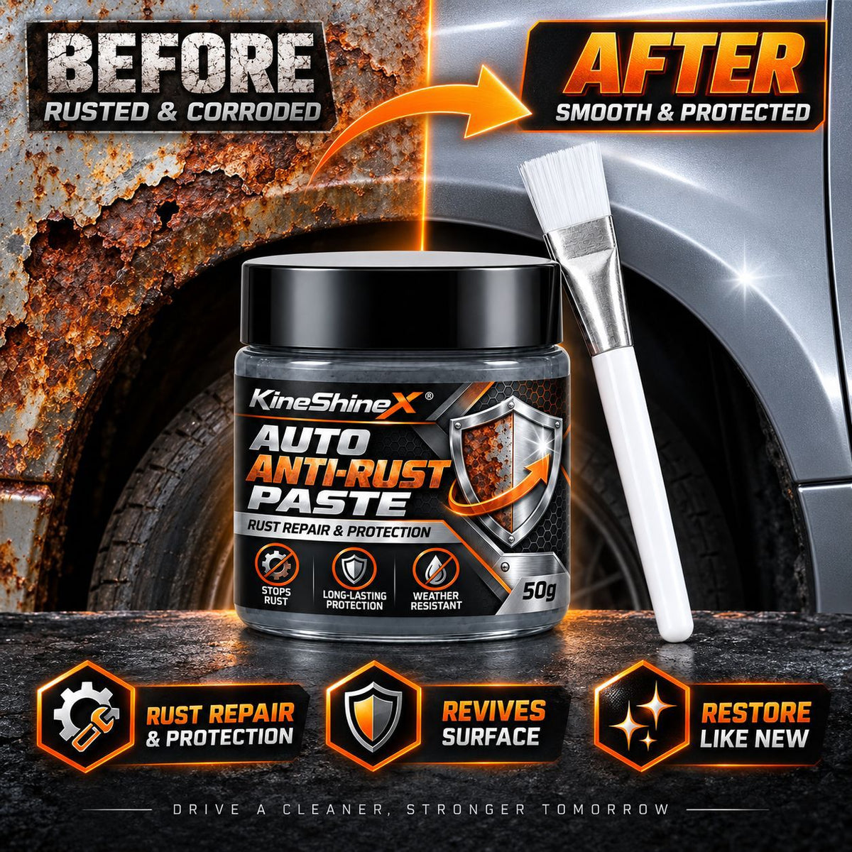 Free Shipping Today Only🔥Heavy-Duty Auto Rust Shield Barrier Paste & Applicator Brush 🛡️🚗