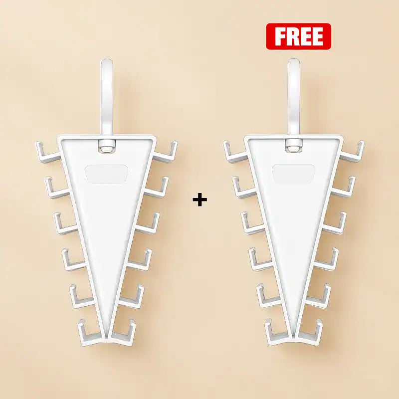 ✨ [BUY 1 GET 1 FREE] 12-Hook V-Shaped Closet Organizer – 360° Swivel Space-Saving Rack for Hats, Belts & Bags 🪝❤️ (JG)