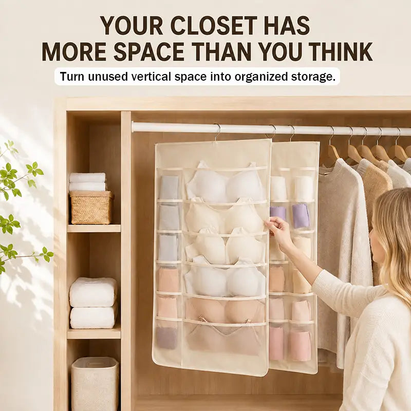 Space-Saving Hanging Closet Organizer for Intimates (JG)