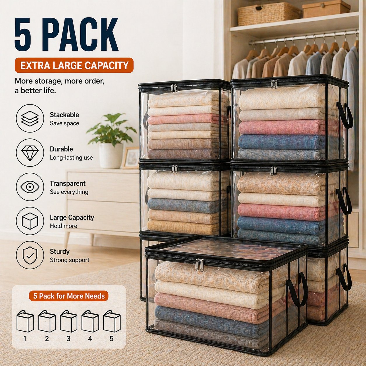 📦MAVONIQUECOSH®Large Heavy-Duty Thick Plastic Clear Storage