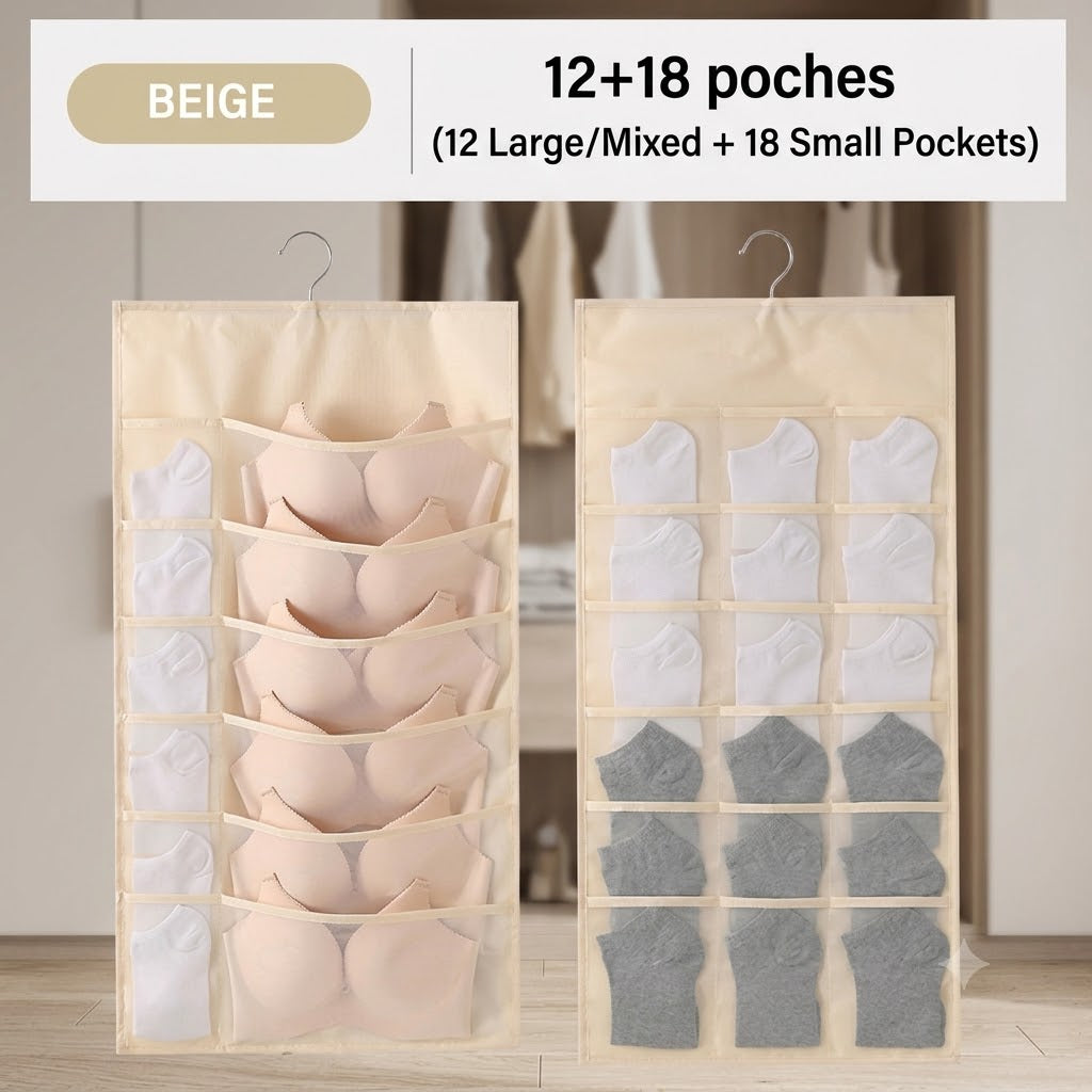 30 Pockets (12 Front & 18 Back)