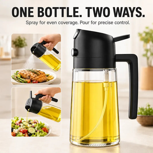 All-in-One Spray & Pour Dispenser — Store Oil, Vinegar & Soy Sauce Effortlessly! 🥗✨