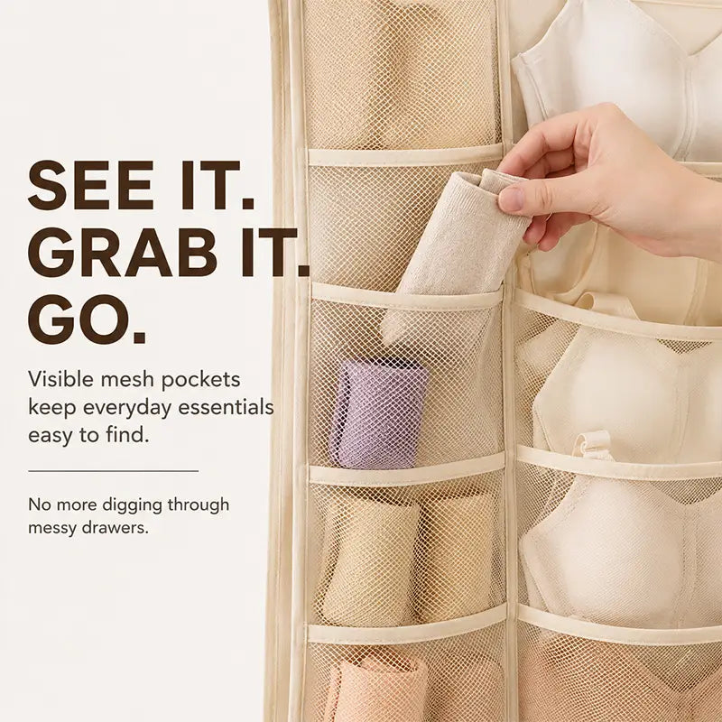 Space-Saving Hanging Closet Organizer for Intimates (JG)