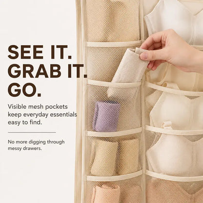Space-Saving Hanging Closet Organizer for Intimates (JG)
