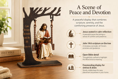 ✝️ Jesus Swing Ornament ✝️– John 14:6 Faith Table Decor | Christian Bible Verse Home Decoration-JG
