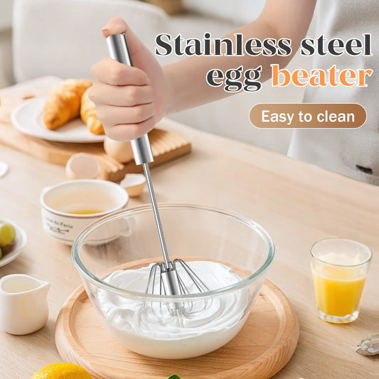 🥚SUMMER SALE 49% OFF☕Stainless Steel Hand-Push Rotary Whisk, Food-Grade Rust-Resistant Kitchen Utensil with Sturdy Riveted Construction.