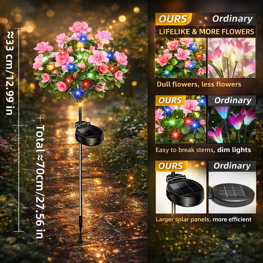 Mavoniquecosh®☀️🌹Solar Rhododendron – Realistic LED Garden Glow (Waterproof & Zero Energy)