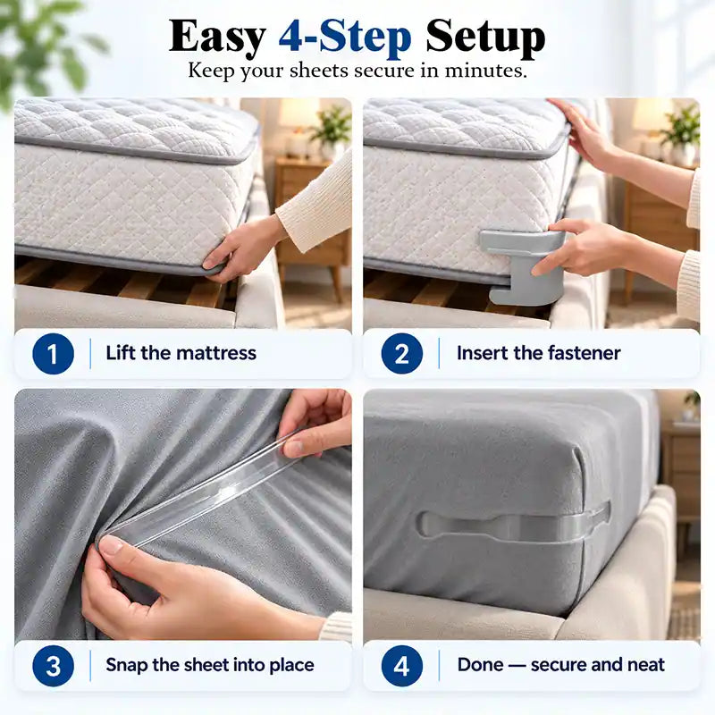 Mavoniquecosh® "Set & Forget" Bed Sheet Grippers - Keep Corners Locked All Night