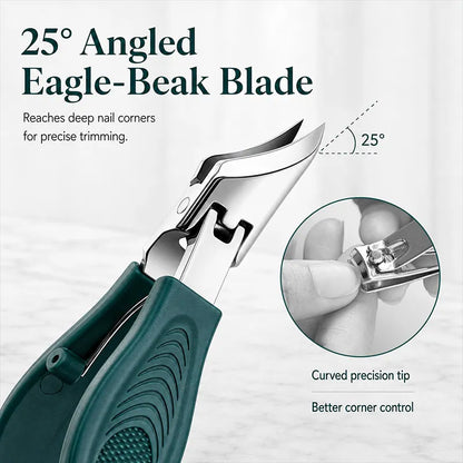 Eagle Beak Angled Nail Clippers 3-Piece Set (With Nail Lifter & File) — Podiatrist-Grade Thick & Ingrown Toenail Trimmer 🦶✂️ (JG)