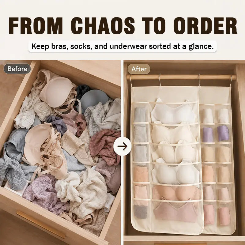 Space-Saving Hanging Closet Organizer for Intimates (JG)