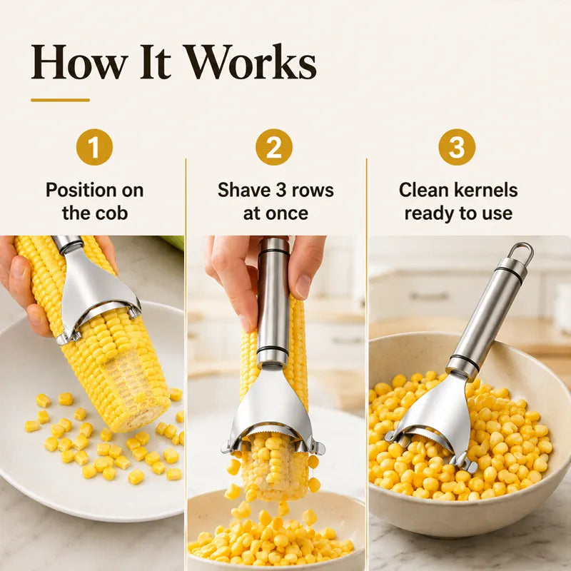 Mavoniquecosh® Stainless Steel Corn Peeler | Quick Corn Stripper for Fresh & Cooked Corn