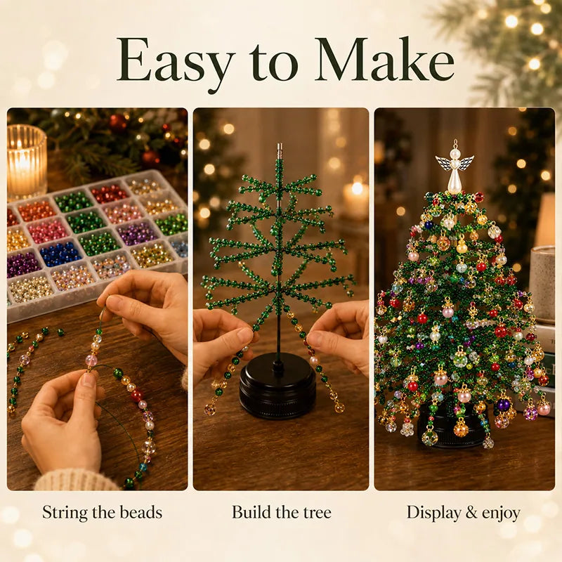 🎄✨ DIY Beaded Christmas Tree Kit – 🎅Create Your Own Sparkling Holiday Decoration