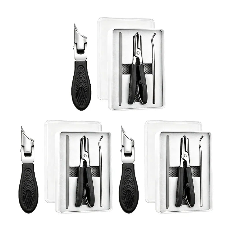 Eagle Beak Angled Nail Clippers 3-Piece Set (With Nail Lifter & File) — Podiatrist-Grade Thick & Ingrown Toenail Trimmer 🦶✂️ (JG)