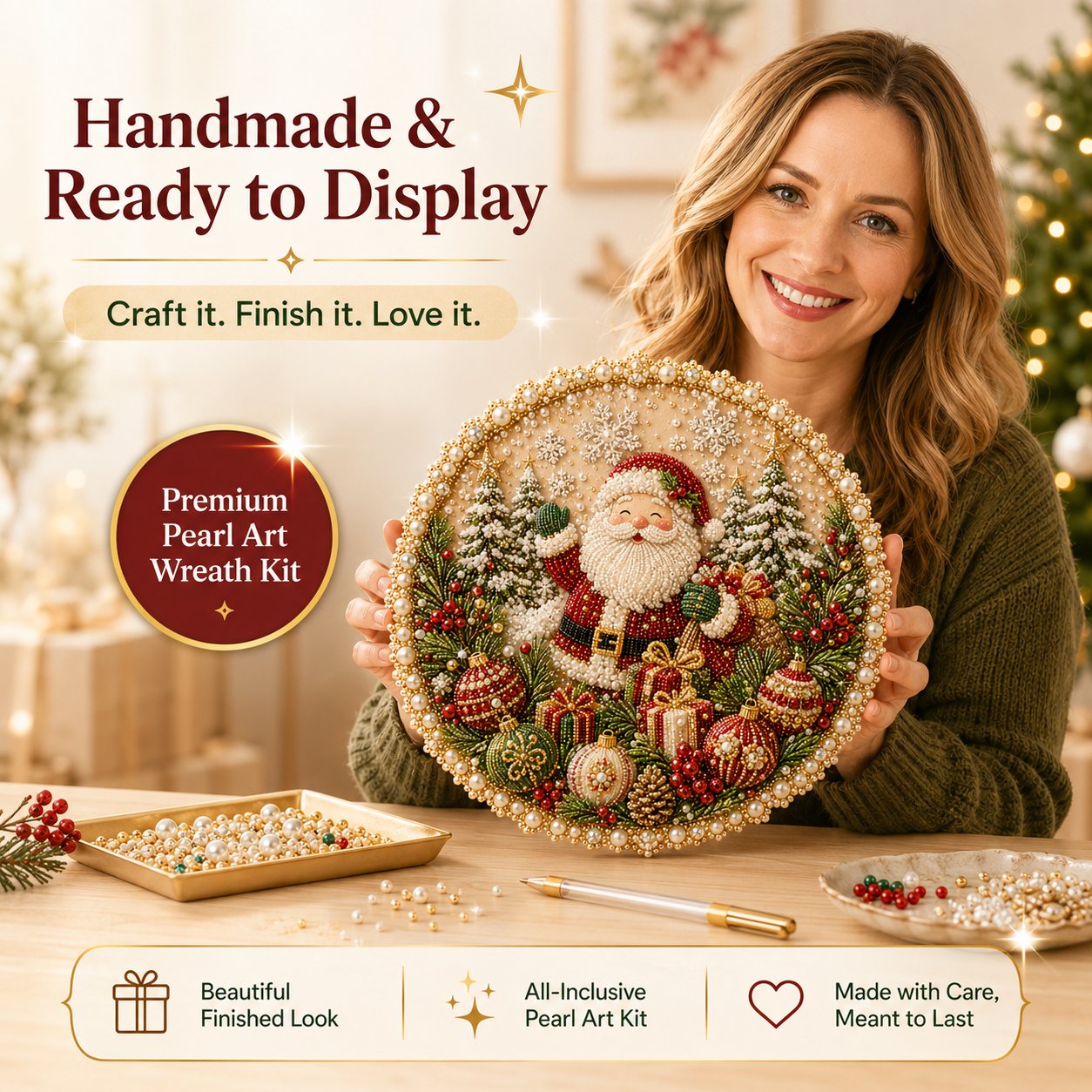 🔥Last Day 49% OFF - 🌸🌻🍂🎄 Four Seasons & Holiday Pearl Art Hanging Wreath Kit ✨(📦Buy 2 Free Shipping)