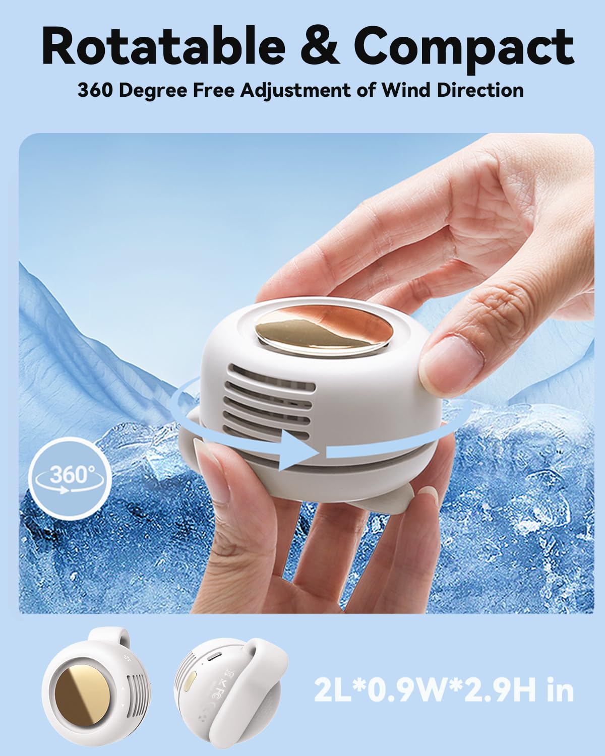 Mini Bladeless Fan✨. Portable, rechargeable, and silent. Features 3 adjustable speeds, a rotating body, and versatile use as a handheld, waist-mounted, or phone cooling fan. Ideal for outdoor travel,Perfect Gift