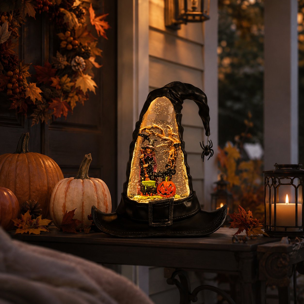 🔥🌲Witches Hat Lighted Water Lantern With Swirling Glitter🎁