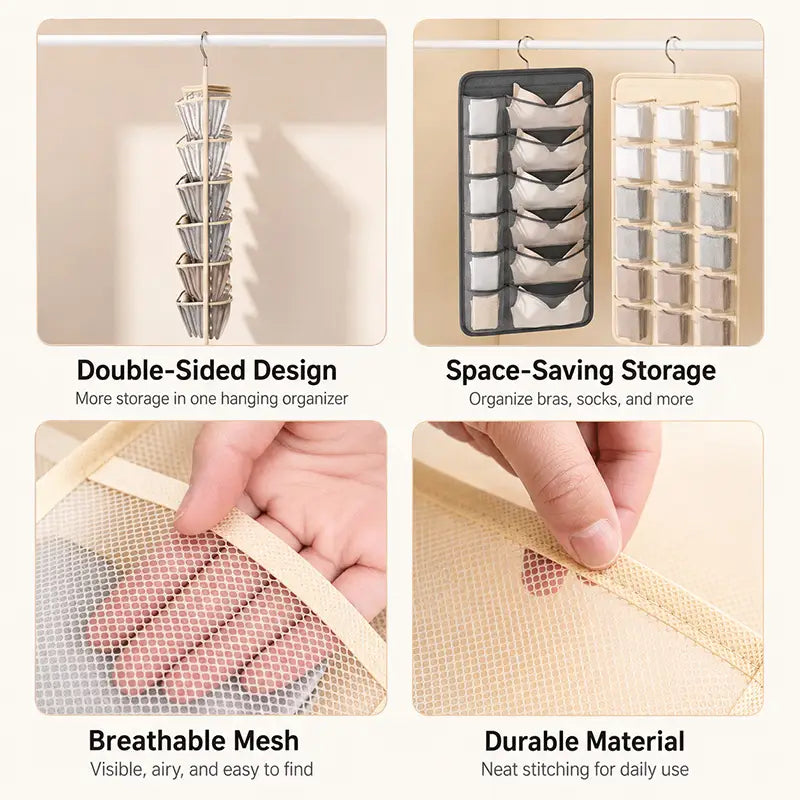 Space-Saving Hanging Closet Organizer for Intimates (JG)