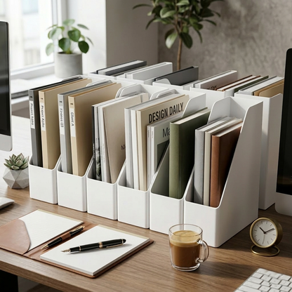 Mavoniquecosh® Plastic Desktop File Holder – Upright Magazine & Document Organizer for Desk or Shelf