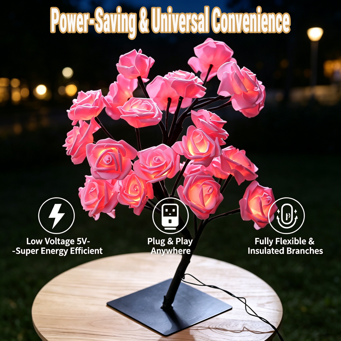 MAVONIQUECOSH®The Midnight Garden: Handcrafted LED Rose Bonsai (The Ultimate Mood-Setter)