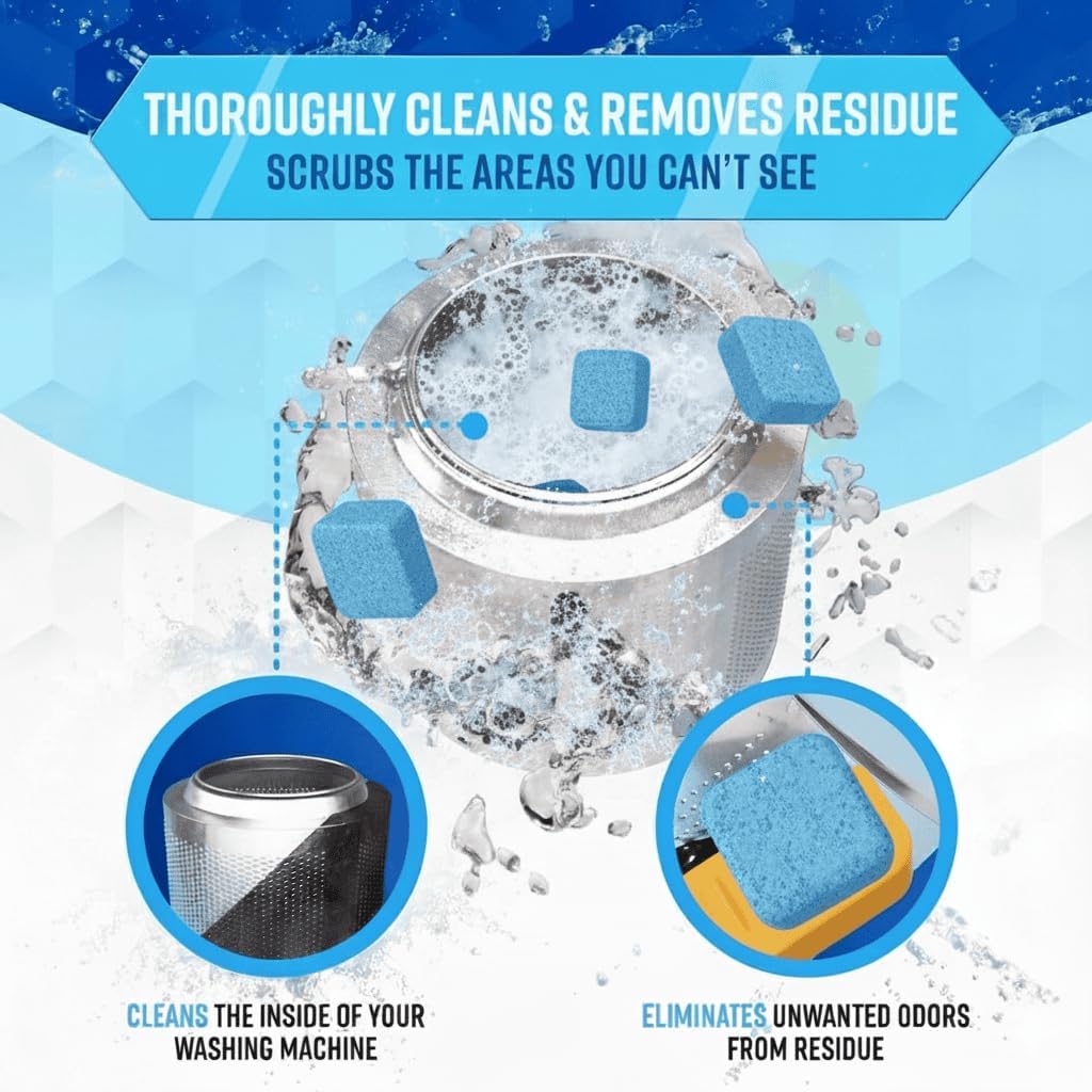 Mavoniquecosh® 🔥Eco-Friendly Washing Machine Cleaner Fights Pet Odors & Hair Build-Up for Fresh Clean Machines(12 Tables/Box)