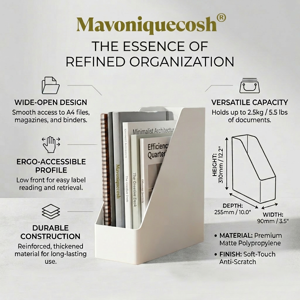 Mavoniquecosh® Plastic Desktop File Holder – Upright Magazine & Document Organizer for Desk or Shelf