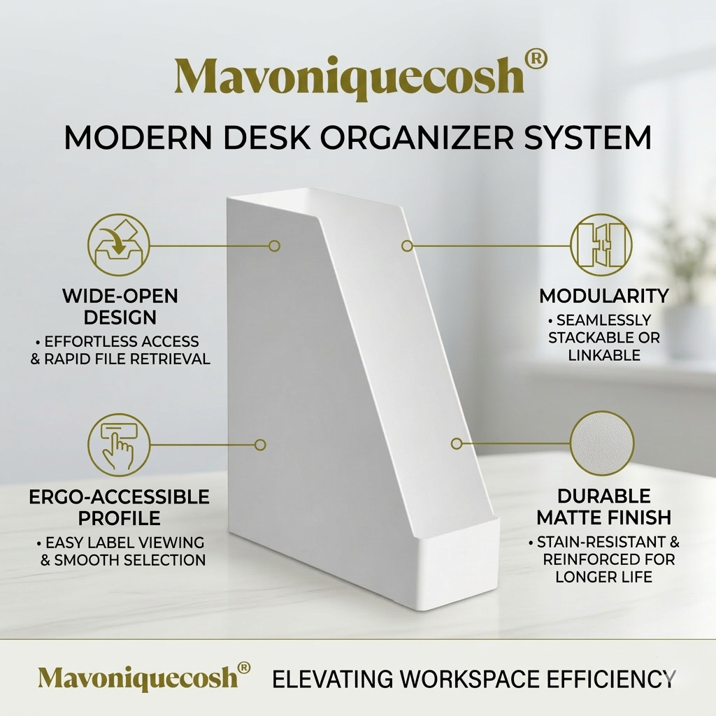 Mavoniquecosh® Plastic Desktop File Holder – Upright Magazine & Document Organizer for Desk or Shelf