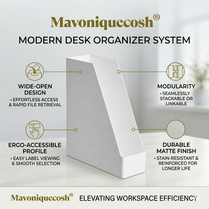Mavoniquecosh® Plastic Desktop File Holder – Upright Magazine & Document Organizer for Desk or Shelf