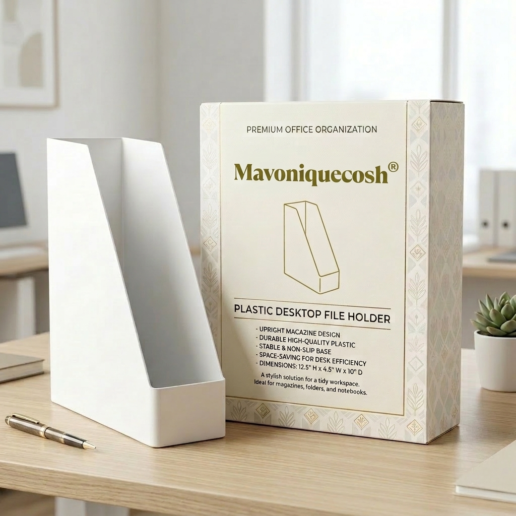 Mavoniquecosh® Plastic Desktop File Holder – Upright Magazine & Document Organizer for Desk or Shelf