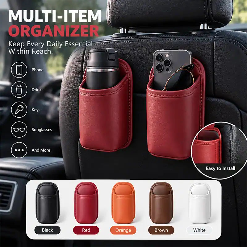 🚗 Universal Leather Car Door Cup Holder & Storage Caddy ☕📱✨