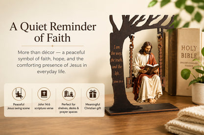 ✝️ Jesus Swing Ornament ✝️– John 14:6 Faith Table Decor | Christian Bible Verse Home Decoration-JG