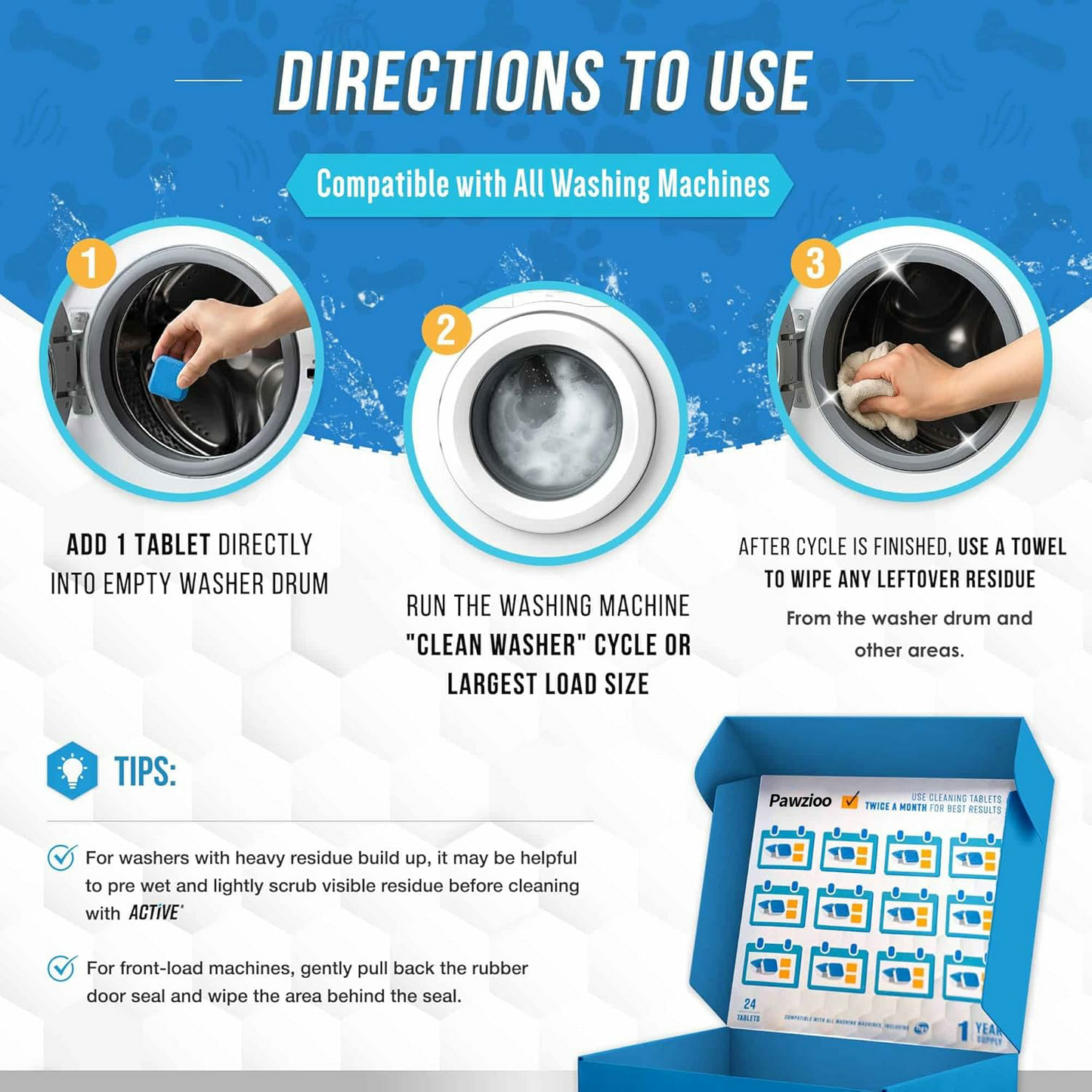 Mavoniquecosh® 🔥Eco-Friendly Washing Machine Cleaner Fights Pet Odors & Hair Build-Up for Fresh Clean Machines(12 Tables/Box)