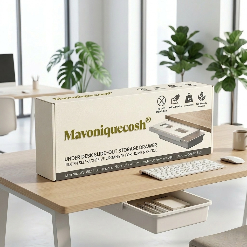 Mavoniquecosh® Under Desk Slide-Out Storage Drawer – Hidden Self-Adhesive Organizer for Home & Office