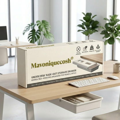 Mavoniquecosh® Under Desk Slide-Out Storage Drawer – Hidden Self-Adhesive Organizer for Home & Office