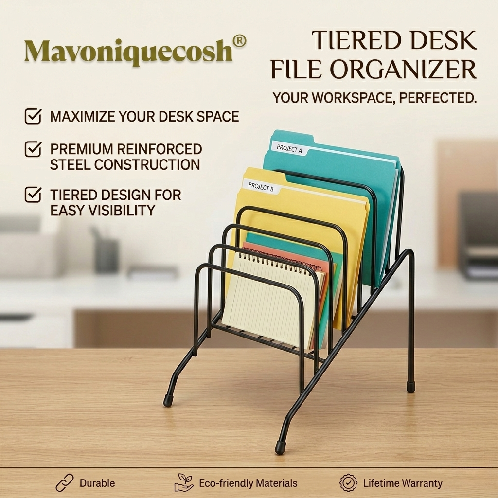 Mavoniquecosh® Metal Desktop File Sorter – Multi-Section Mail & Document Organizer for Office or Home