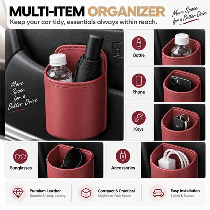 🚗 Universal Leather Car Door Cup Holder & Storage Caddy ☕📱✨