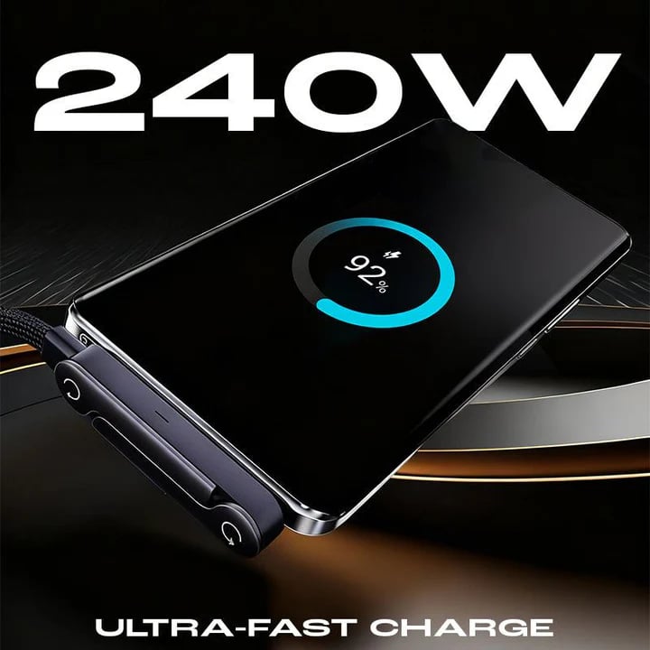 🔥Last Day 50% OFF ⚡2-in-1 Invisible Holder Charger Cable – 240W Fast Charging Cord🔥