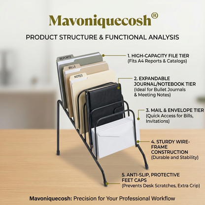 Mavoniquecosh® Metal Desktop File Sorter – Multi-Section Mail & Document Organizer for Office or Home