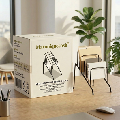 Mavoniquecosh® Metal Desktop File Sorter – Multi-Section Mail & Document Organizer for Office or Home