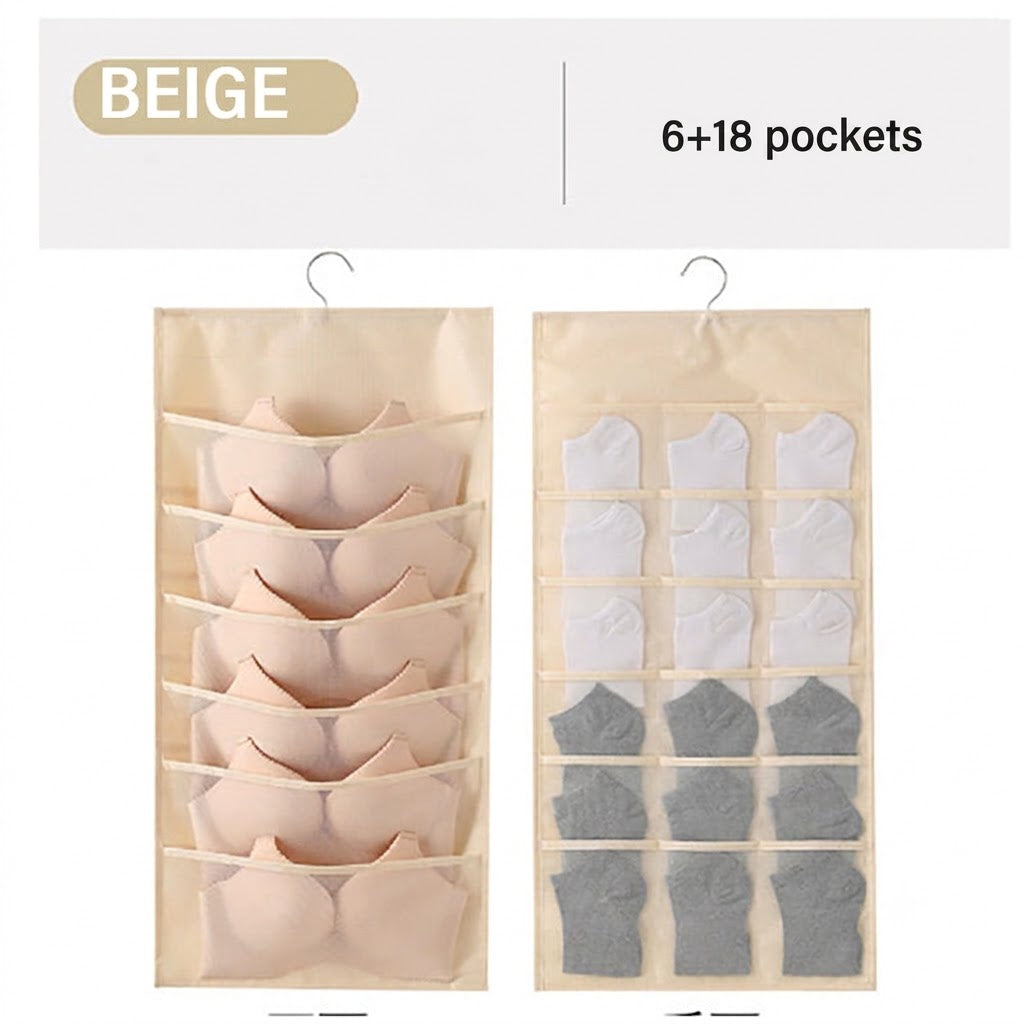 Space-Saving Hanging Closet Organizer for Intimates