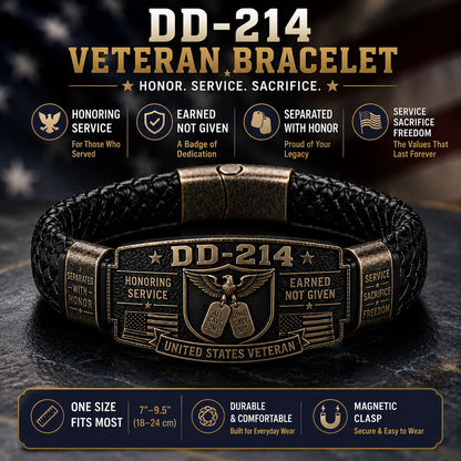 🔥DD-214 Veteran Honor Bracelet - Handmade By VETERAN